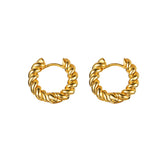 14K Gold Plated Twisted Mini Huggie Hoop Earrings for Women and Girl