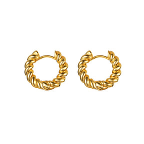 14K Gold Plated Twisted Mini Huggie Hoop Earrings for Women and Girl