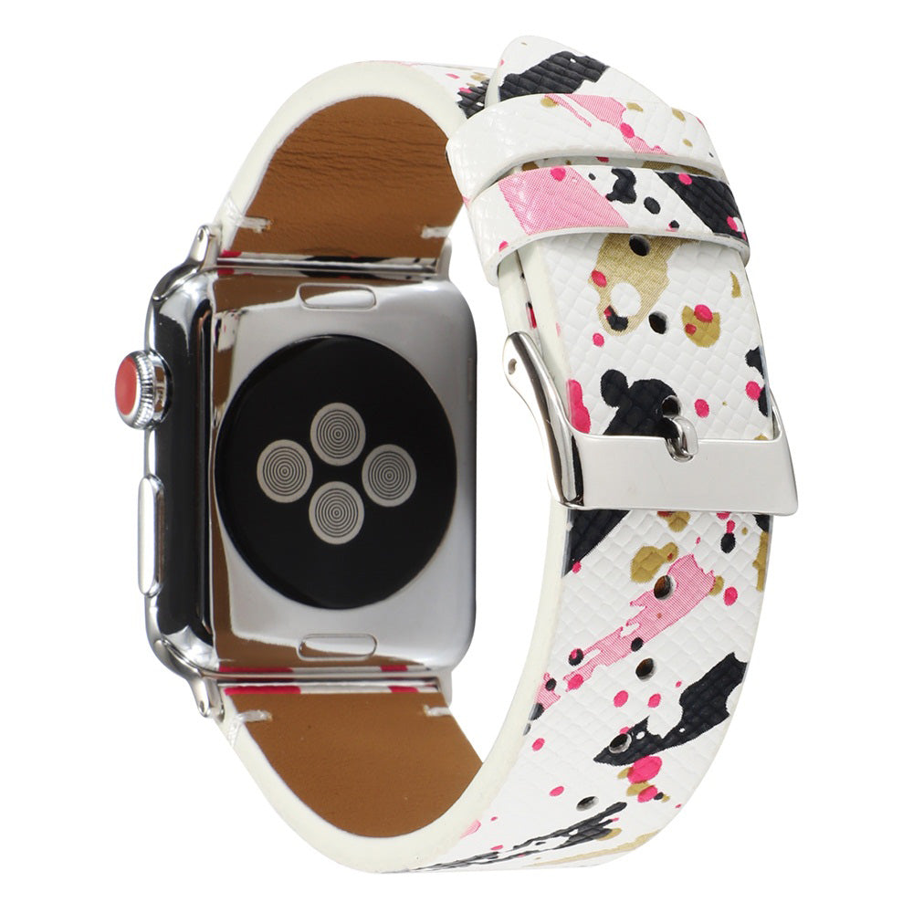 Graffiti Painted PU Leather Watch Band Microfiber Design For Apple Watch SE/6/5/4/3/2/1(Graffiti3)