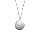 12 Constellation Coin Disc Silver Necklace Engraving Astrology Pendant-Pisces