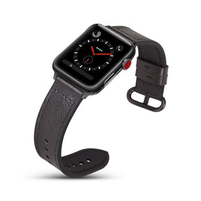 Silicone+Leather Watch Strap For Apple iWatch-Black