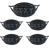 5Pcs Sparkly Glitter Bling Rhinestone Face Mask for Women-SEXY