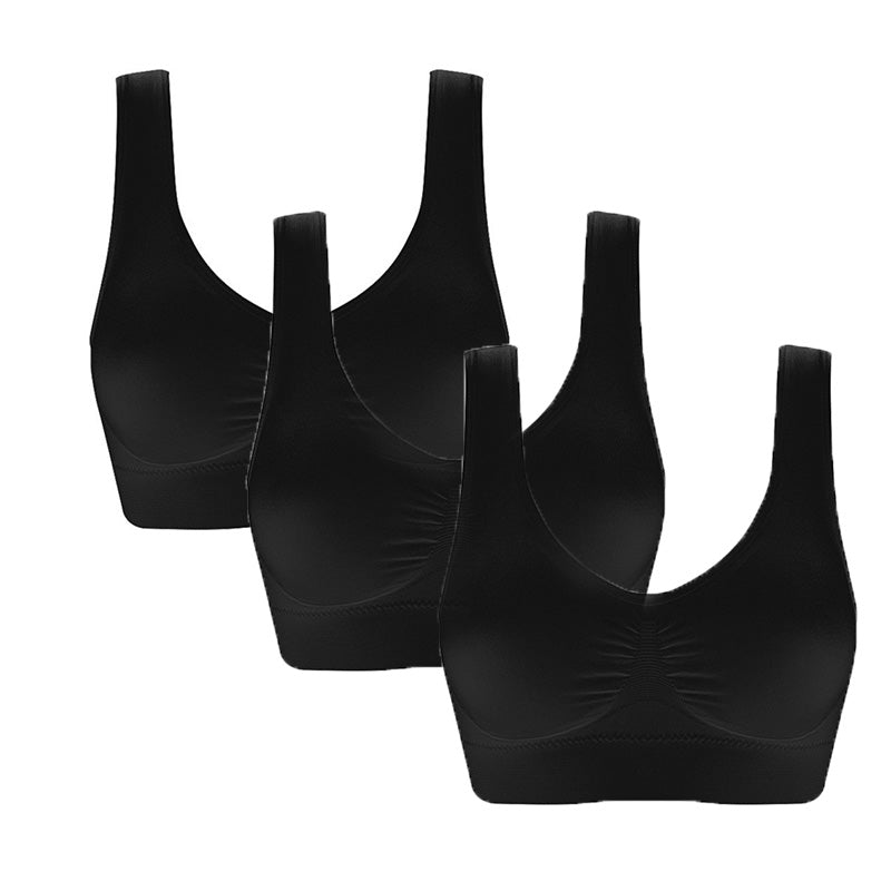 3 Pcs Seamless Sports Bras with Removable Pads Yoga Vest-Set1