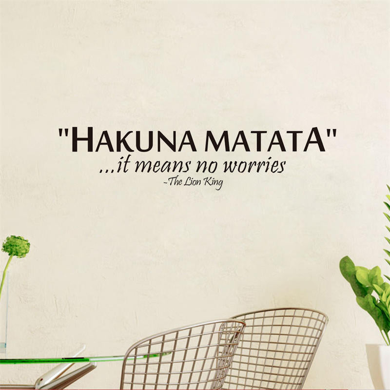 Removable Vinyl Quotes Saying Hakuna Matata Its Means No Worries Decals for Home Wall Stickers