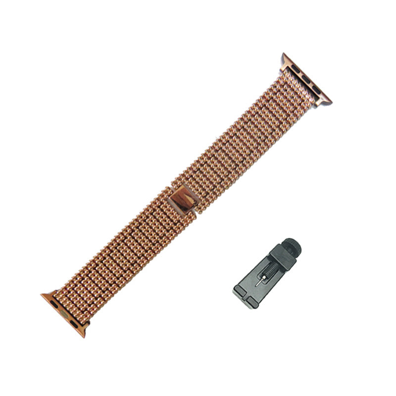 JZ Stainless Steel Watch Band Adjustable Wristbands for Apple IWatch Series SE/1/2/3/4/5/6 For Women-Rose Gold