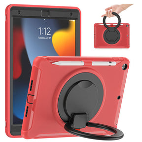 CowKing iPad Case With Handle Grip For ipad 10.2inch iPad 7/8/9-Red Black