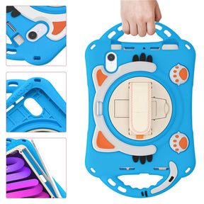 CatA iPad Silicone Case For iPad Mini 6 Built-in Handle Stand With a Strap-Light Blue