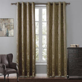 2 Panels Gothic Style Blackout Curtains Grommets Drapes-Brown