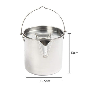 1.2L Portable Stainless Steel Kettle with Lid for Camping