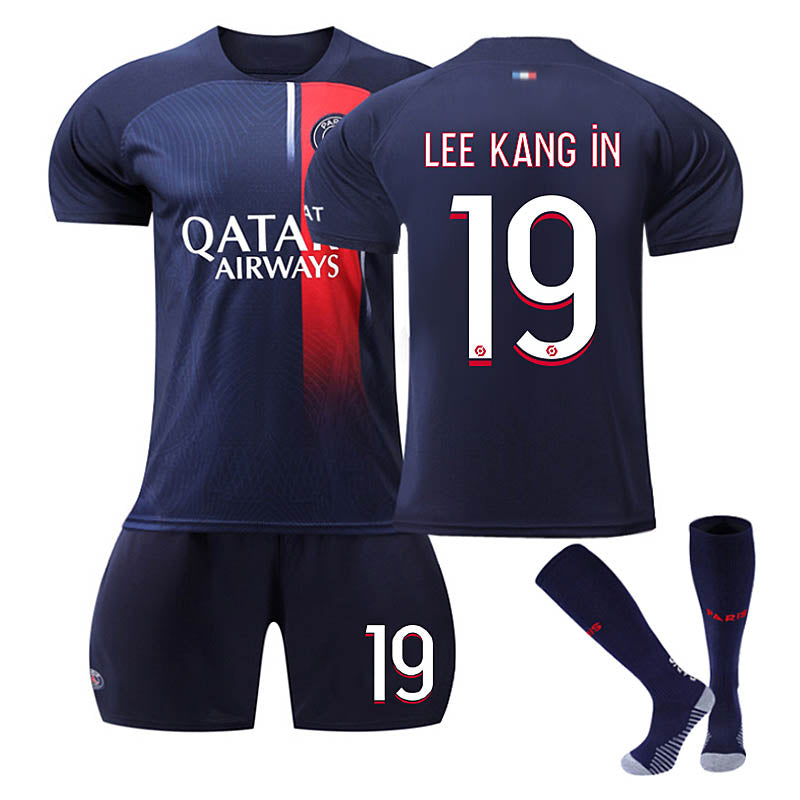 Paris Home Jersey LEE KANG IN #19 Soccer Jersey Kids Adult 3-Pieces Jersey Kits