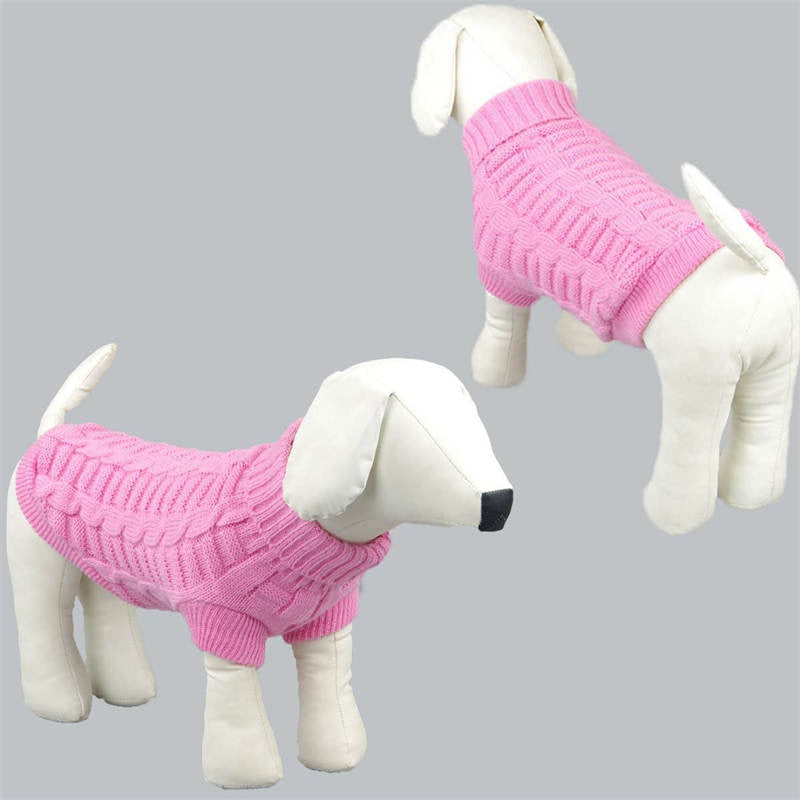 Pet Clothing Knitted Turtleneck Sweater for Dogs Cats-Pink