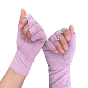 Winter Half Finger Outdoor Sport Driving Riding Cotton Breathable Gloves-Light Purple-LYX-08062-2