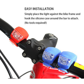 LED Bicycle Silicone Tail Light Kit Waterproof Mountain Bike Headlight 4 Pack Black Red