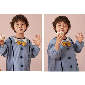 Kids Cute Long Sleeve Smock Corduroy Bib for Age 3-8 Years-Prince Blue