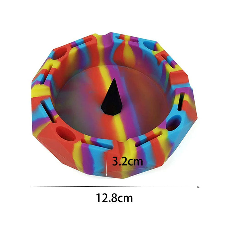 Geometric Silicone Ashtray Eco-Friendly Portable Unbreakable Tabletop Tray for Cigarettes Cigar -Red+Yellow+Purple+Blue