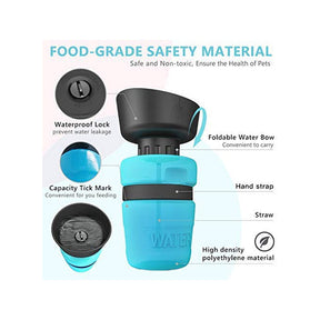 Pet Portable Water Bottles Safety Silicone Collapsible Bottle for Travel 520ML-Blue