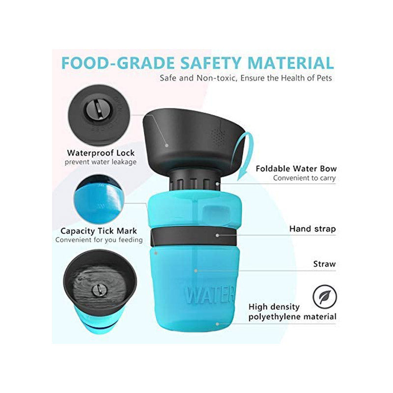 Pet Portable Water Bottles Safety Silicone Collapsible Bottle for Travel 520ML-Blue