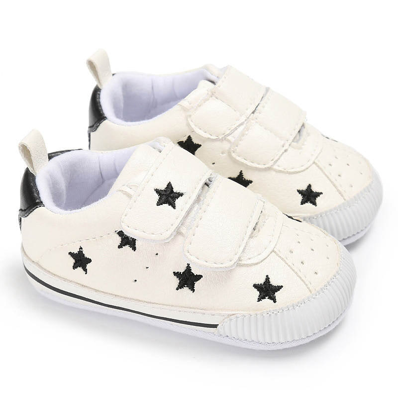 Baby Boys Girls Shoes Non-slip Velcro Sneakers Toddler First Walkers Shoes-StarBlack