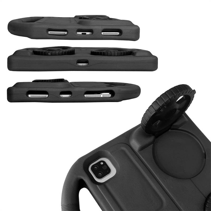Wheel iPad Case For iPad Pro 11/Air4 10.9 inch Shockproof Stand Cover With Handle Stand-Black