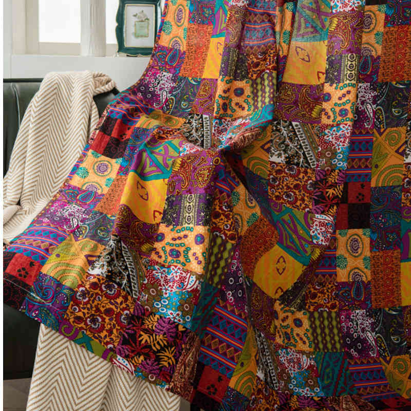 2 Panels Puzzle Pattern Semi-Blackout Window Curtains Rod Pocket Design