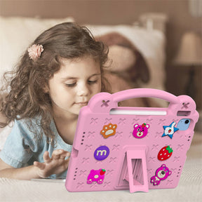 Strawberry iPad Case Shockproof with Handle Shoulder Strap for iPad 10th 2022-Pink