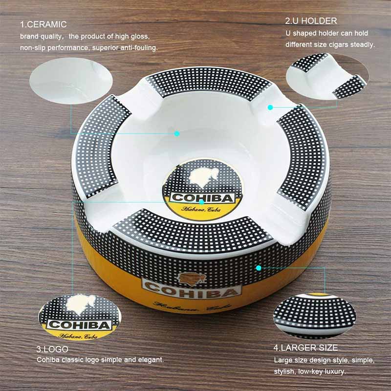 Home & LivingCigar Ashtrays for Cigarettes Large Rest Cigars Ashtray for Patio/Outside/Indoor Porcelain Ashtray