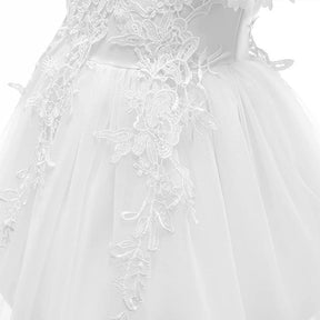 Princess Flower Girl Lace Dress Pageant Kids Christmas Party Dresses-White