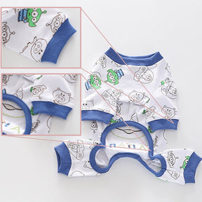 Cartoon Aliens Dog Pajamas Stretchy Cool 4 Legs Jumpsuit for Summer