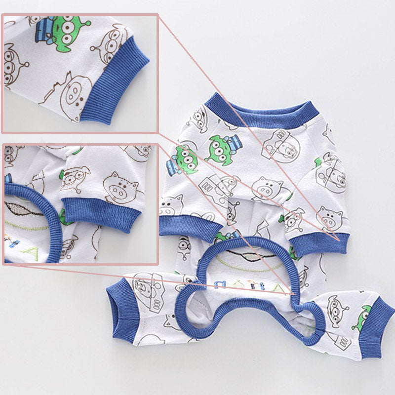 Cartoon Aliens Dog Pajamas Stretchy Cool 4 Legs Jumpsuit for Summer