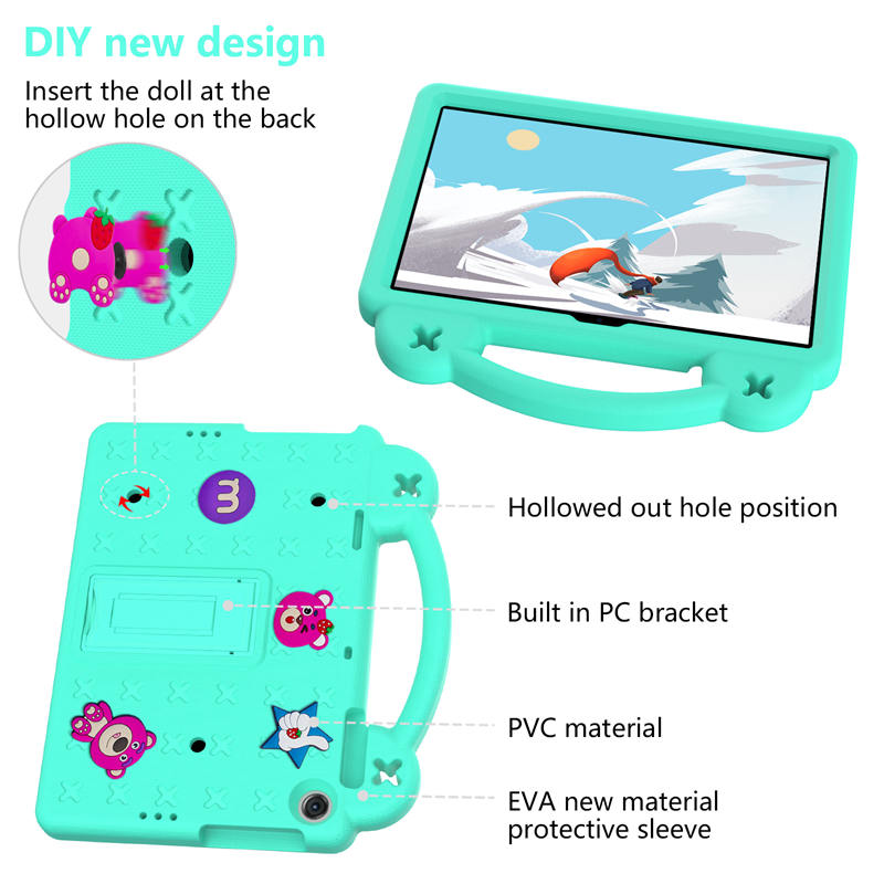 Strawberry Tablet Case with Handle Stand Full Protection Cover for Huawei MatePad T10s 10.1/ T10 9.7 Inch-MintGreen