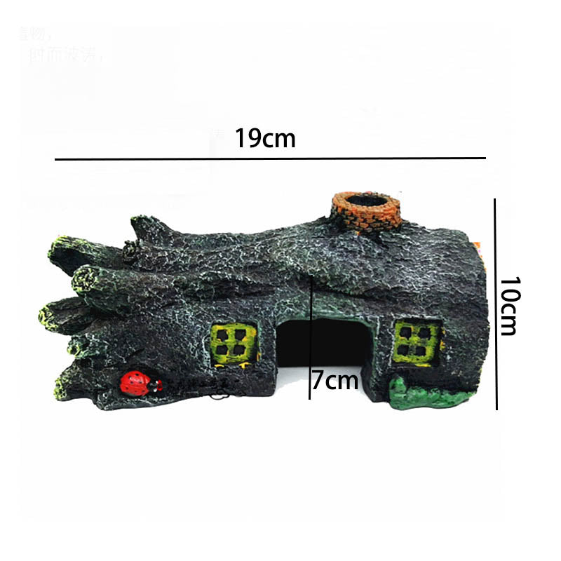 Reptile Resin Wood Aquarium Cave Decor for Fish Shrimp-C