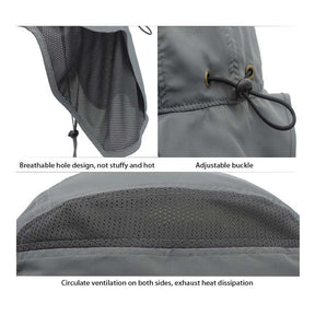 Unisex Outdoor Activities UV Protecting Sun Hats with Adjustable Neck Flap-Dark gray