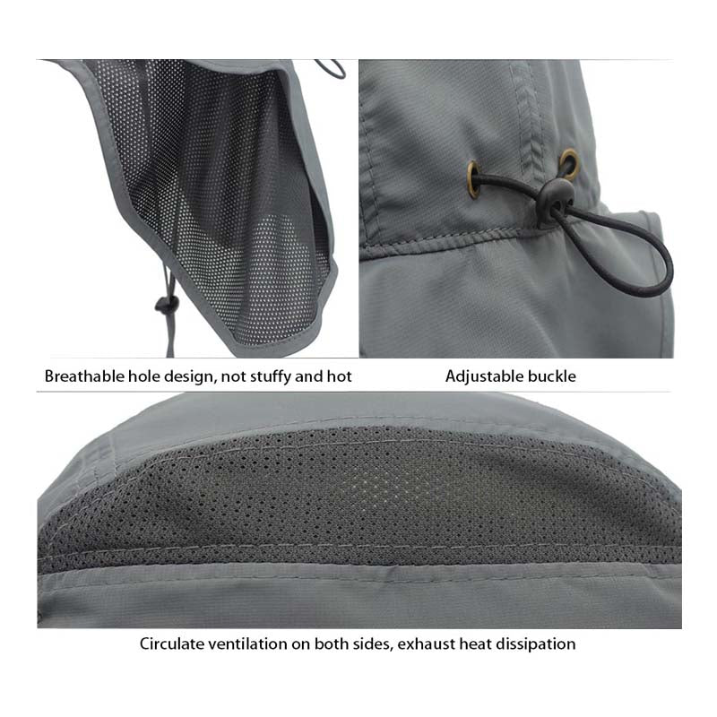 Unisex Outdoor Activities UV Protecting Sun Hats with Adjustable Neck Flap-Dark gray