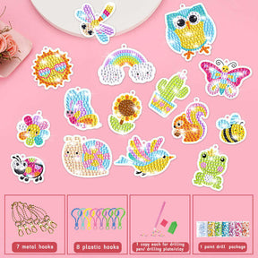 15 Pcs DIY Diamond Painting Keychain Kit Cute Crafts for Kids Ages 6-12