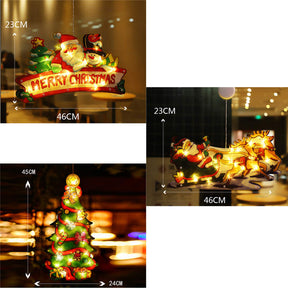 3Pcs Christmas Window Hanging Lights Decor for Xmas Party Showcase