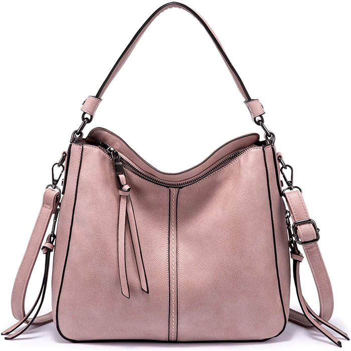 Handbags for Women Large Designer Ladies Hobo bag Bucket Purse Faux Leather-Pink