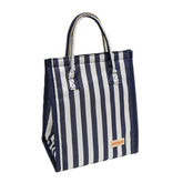 Waterproof Portable Lunch Bento Bag Velcro Insulated Picnic Handbag-Blue Stripes