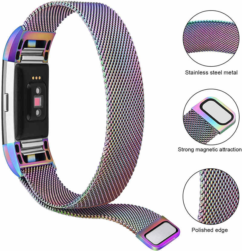 Stainless Steel Magnetic Strap For Fitbit Charge 2 Replacement Bracelets Milanese-Colorful