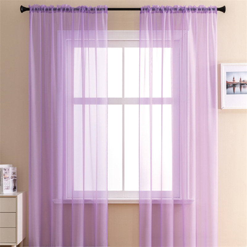 2 Panels Sheer Voile Rod Pocket Elegance Curtains for Living Room Bedroom-26