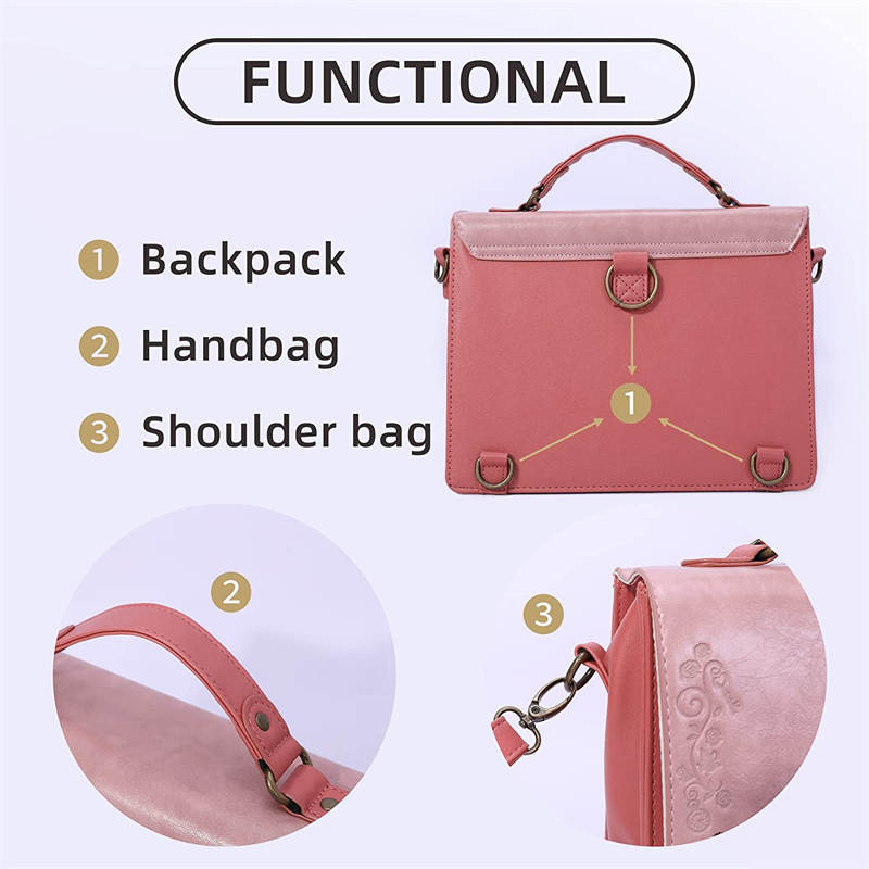 Women Vintage Messenger Bag Lolita Cute Handbags for Girls-Pink