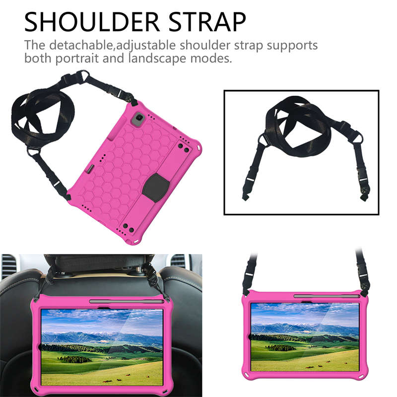 Hive SamSung Tablet Case For Sansung S6 10.5 (2019)/ S5E(2019)/Tab A7 (2020) Durable Stand Cover With Shoulder Strap-RoseBlack