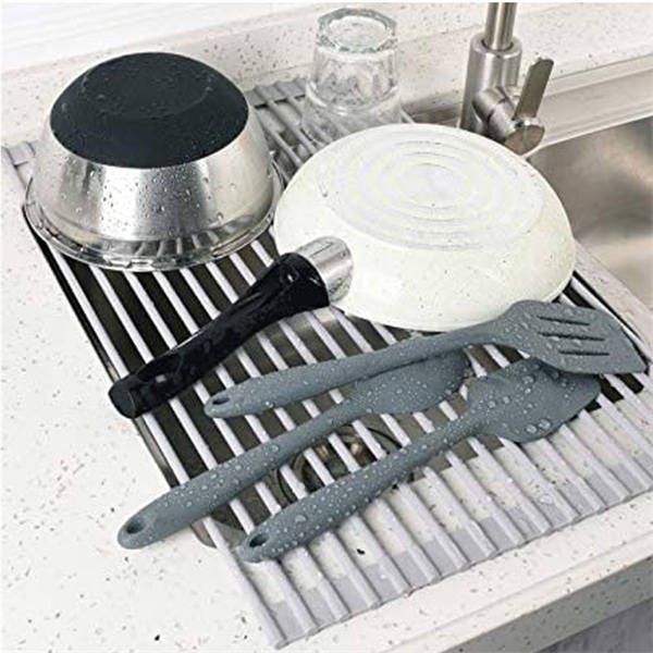 Over The Sink Multipurpose Roll-Up Dish Drying Rack 52*33CM-WineRed