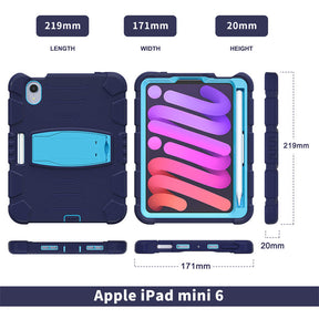 KingKong iPad Case For iPad Mini 6 Three-Layer Hybrid Protective Case With Holder-NavyBlue