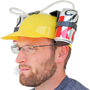 2 Packs Beer Helmet Drinking Hat The Beer Hat Drinking Holder or Soda Drink Hat Party Fun Beverage Gadgets-Yellow