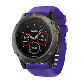 26mm Strap For Garmin Fenix 5X/5X Plus/3/3 HR/6X/6X Pro Watchband Quick Release Easy Fit Silicone Bands Silver Buckle-Purple