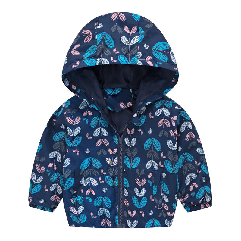 Boys Girls Cartoon Print Zip Lightweight Jacket Hooded Coats Casual Windbreaker-35