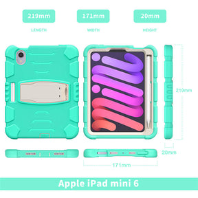 KingKong iPad Case For iPad Mini 6 Three-Layer Hybrid Protective Case With Holder-MintGreen