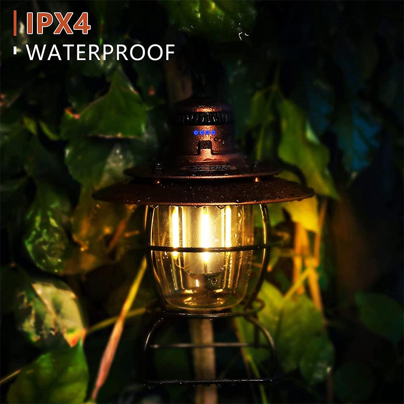 Retro Hanging Camping Lantern Rechargeable Portable Warm Lights-