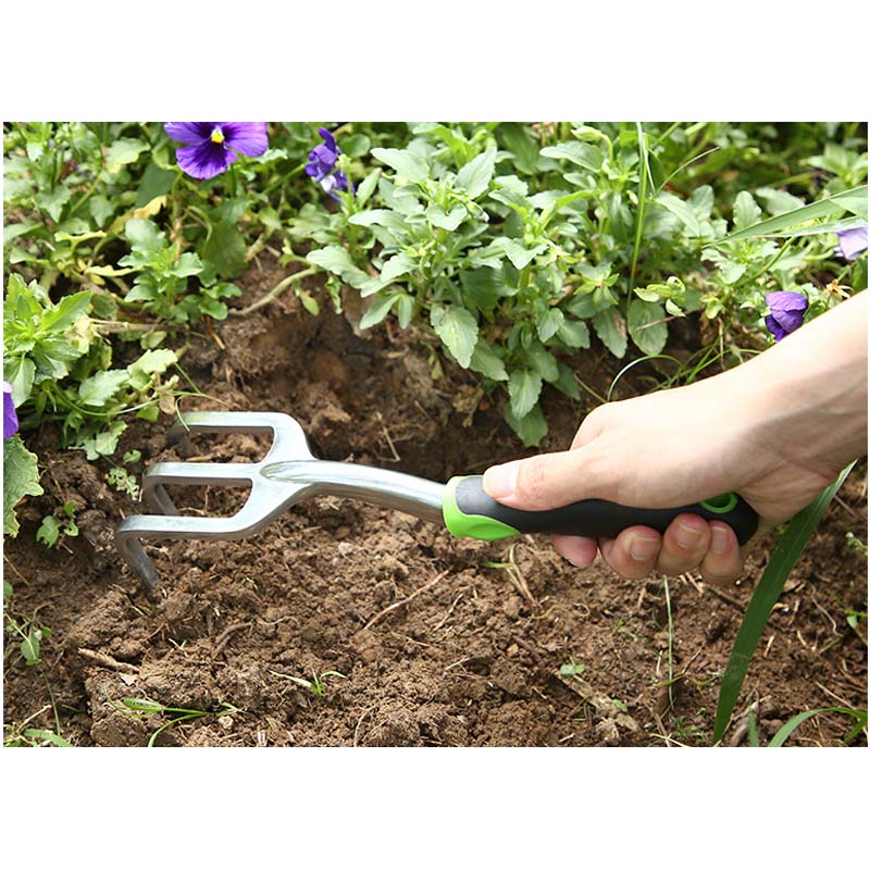 Cultivator Hand Rake Aluminum Alloy Garden Tool with Ergonomic Rubberized Non-Slip Grip