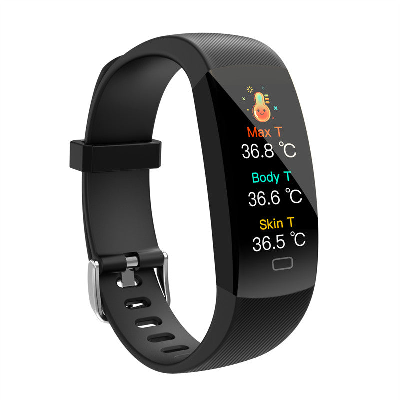 F64T Smart Watch Fitness Tracker with Blood Oxygen Heart Rate Temperature Monitor-Black